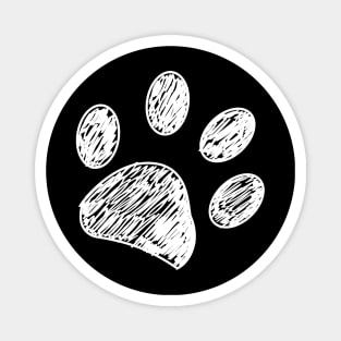 Doodle white paw print Magnet